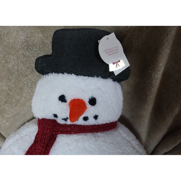 Isaac Mizrahi Sherpa Snowman Shaped Pillow 14x22 Holiday Winter Christmas NEW - Picture 3 of 10